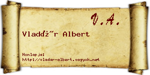 Vladár Albert névjegykártya