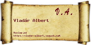 Vladár Albert névjegykártya